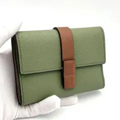 ☆美品☆ロエベ 三つ折り財布 アナグラム バーティカルウォレット スモール 緑
