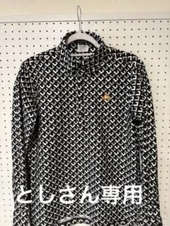 ルコック 長袖 ゴルフウェア Mサイズ 総柄 幾何学柄 モノクロ お洒落