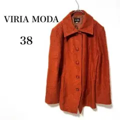 VIRIA MODA 橘色 短版外套 夾克 羊毛混紡 38