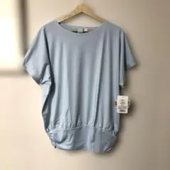 ヨガフィッネス用半袖トップスＭ〜Ｌサイズspoutブルー#132