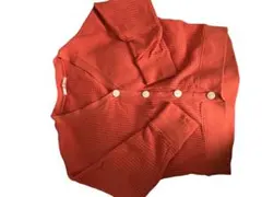 レトロガール　オレンジ 長袖ニットカーディガン Mサイズ　値下げ交渉可能。