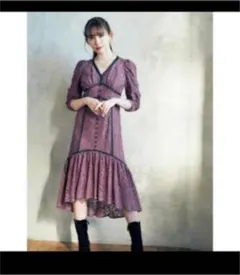 herlipto Cord lace trimmed midi dress