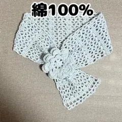 お花のミニマフラー（淡い水色）のサムネイル