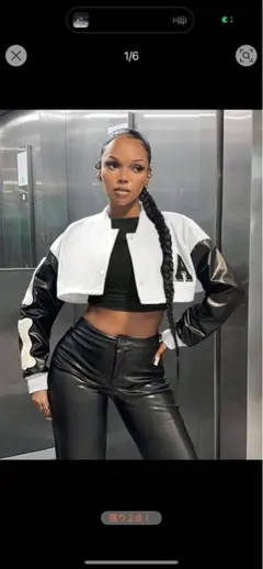 クロップドジャケット ホワイト/ブラック M