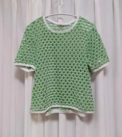ZARA グリーン メッシュ ニットセーター