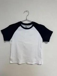 UNIQLO ラグラン クロップドTシャツ ホワイト ブラック Mのサムネイル