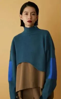 HeRIN.CYE ミリタリーショートトップス 変形ニット グリーン