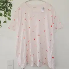 オールドネイビー ハート バラ 総柄 Tシャツ 半袖 XXL ピンク ゆったりのサムネイル