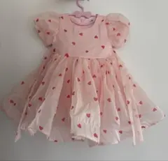 ハート柄ピンクベビードレス 80cm
