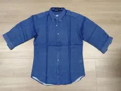 ダークブルー 半袖 ボタンダウンシャツ