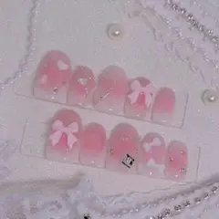 【No.26】ネイルチップオーダー ピンクチークネイルチップ