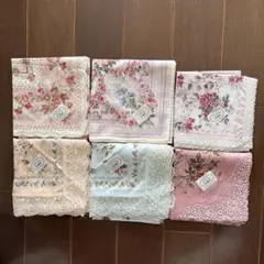 未使用　LAURA ASHLEY ハンカチ6枚　レース　花柄　ローラアシュレイ