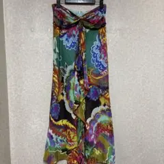 リナシメント 総柄アシンメトリーワンピース ウエストリボン M イタリア製 リナシメント 総柄アシンメトリーワンピース ウエストリボン M