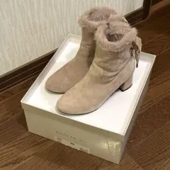 ANTERIMA ブーツ ベージュ スエード ファー