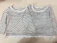 西松屋 2枚セット ロンt 双子 レースボーダー