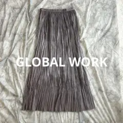 GLOBAL WORK グローバルワーク　プリーツロングスカートサテン風生地