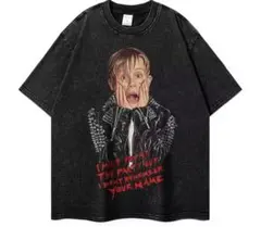 ホームアローン　ウォッシュドブラック グラフィックTシャツ 2XLサイズ