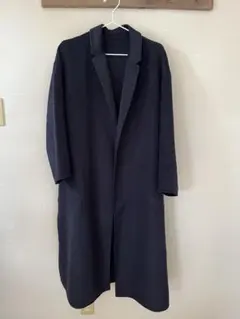 PLST. ネイビー リバーコート　ロングコート ウエストベルト付き