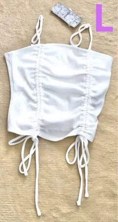 新品 小田愛実 まぁみ コラボ ドロストデザイン カップ付きキャミソール 白 L