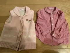 ファミリア♡familiar♡ニットカウチンベスト&チェックシャツ♡セット♡