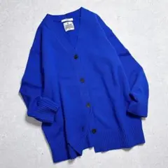 レリューム ハミルトン ラムズウール カーディガン　ブルー　ゆったり