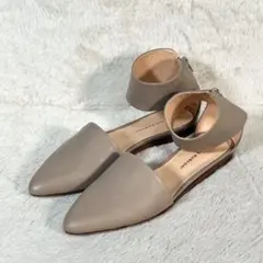 FABIO RUSCONI 本革 アンクルストラップ 36 グレージュ フラット