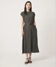 SACRA サクラ リネン混 プルオーバー ロングワンピース ノースリーブ 