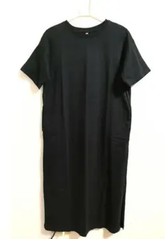 UNIQLOユニクロ　カットソーロングワンピース　半袖　ブラック　Sサイズ