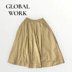 グローバルワーク ロングスカート チノフレアスカート ベージュ 無地 【S】 春
