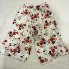 ユニクロ レーヨンリラコ ワイド Mサイズ 花柄 フラワー ホワイト 白のサムネイル