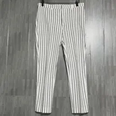 ビューティーアンドユース　ストライプ クロップドパンツ　【美品】　白　S