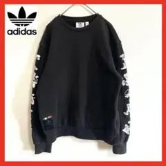 【希少】adidas disney 黒　スウェット　グーフィー　トレーナー　S