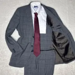 スーツカンパニー グレンチェック グレー A7 背抜き