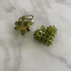 グリーンのスワロフスキーを使用したリング&ペンダントヘッドのセット