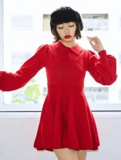 jouetie 襟付きフレアワンピース　赤