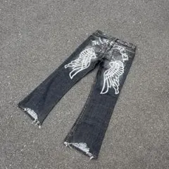 Y2K 00s Archive Wing Printed Flare Denim
