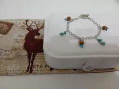 ターコイズとウッドビーズブレスレットNo.37