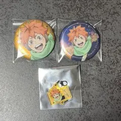 ハイキュー!! コスモワールド ホログラム缶バッジ 日向翔陽 2点　特典チャーム