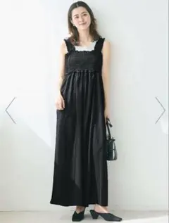 coca シャーリングオールインワン 黒　M