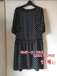 CARA O CRUZ 半袖 ドット柄 ワンピース 11号　㈱レリアンのサムネイル