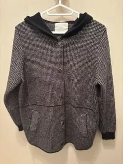 COQULE フード付きカーディガン グレーチャブラック