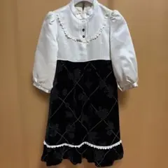 子供服 ホワイト×ブラック 上品フォーマルワンピース 上質感