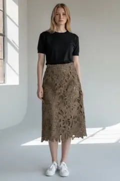Mystrada フラワーカットワークスカート