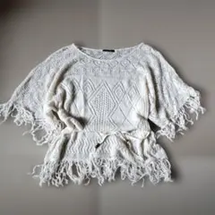 【美品】INGNI　綿麻ニットチュニック　オフホワイト　Мのサムネイル