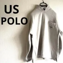 古着US POLO ジップアップ トレーナー 厚手 淡い草色