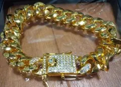 ゴールド チェーンブレスレット ストーン付き