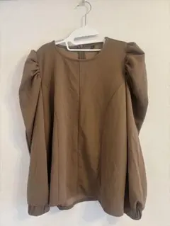 茶色　ブラウン　トップス　パフスリーブ　レディース　フリーサイズ　春　長袖