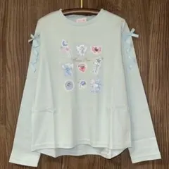 新品タグ付き　メゾピアノ　マジカルグラフィック　長袖Tシャツ　ミント　140cm