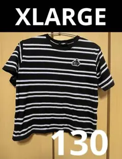 XLARGE キッズ Tシャツ 黒/白/紫 ストライプ