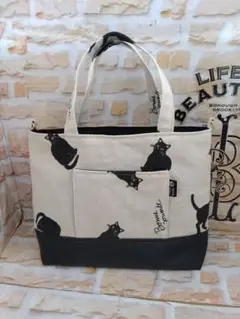 猫柄プリントトートバッグ